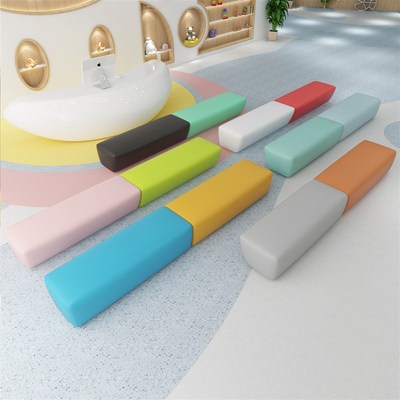 商场店铺休息区现代简约长条沙发凳等候会客接待培训机构休闲组合