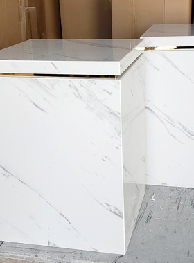 现代大理石雕塑台定制酒店会所样板房石头底座艺术品展台