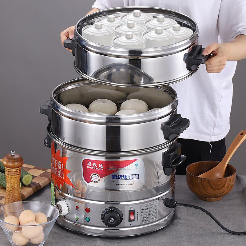 电蒸炉商用蒸屉特大早餐店蒸炉带盖多层蒸锅大型多用型