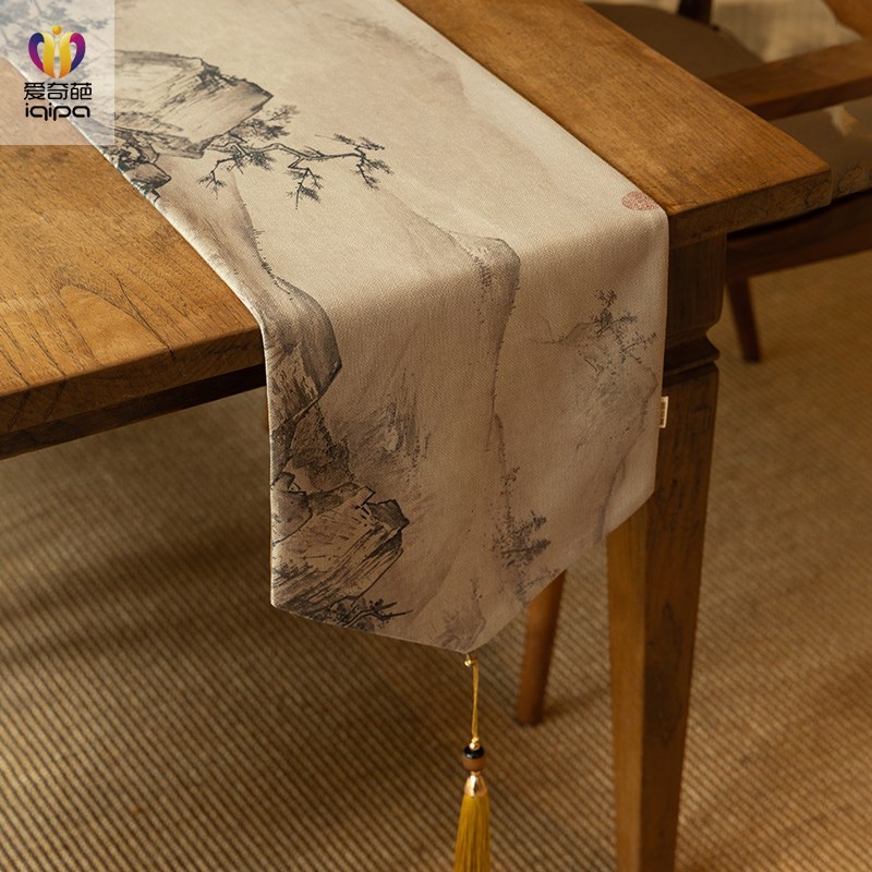 防水桌旗轻奢高端茶桌垫布w茶席新中式禅意茶台桌布餐桌旗布茶旗