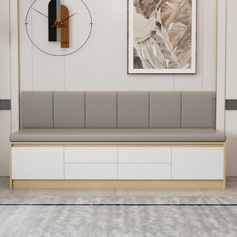 卡座实木沙发软包坐垫一体小户型家F用大容量抽屉储物可定制飘窗