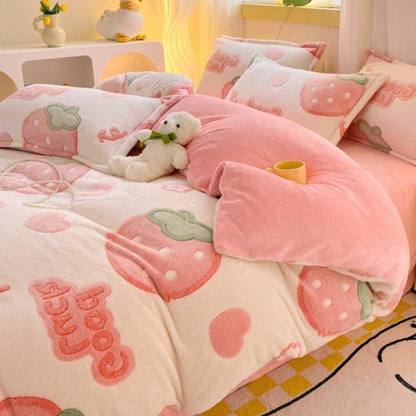 冬天牛奶绒加厚保暖床上四件套2023新款雪花绒被套儿童宿舍三件套,床上用品,学生床品套件,淘宝优惠券,粉丝福利购,淘宝优惠卷