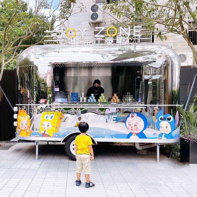 新款网红美食奶茶餐车夜市小吃创业移动售卖车景区摆摊复古餐车