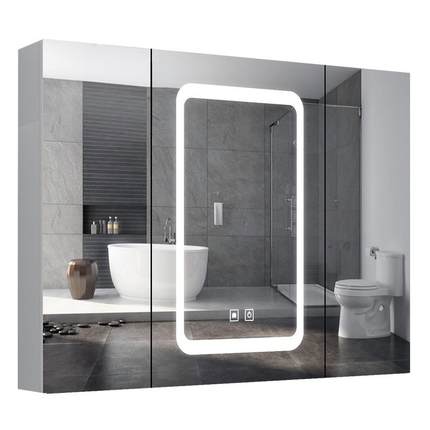 太空铝浴室智能镜柜单独镜箱带LED灯除雾卫生间化妆储物镜子