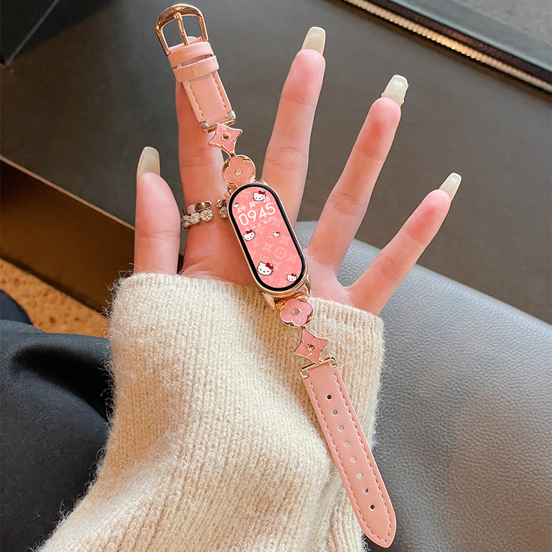 新款老花拼皮质手表带psnld