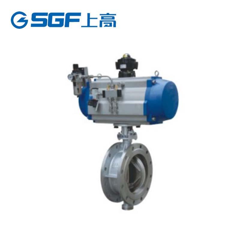 气动法兰式蝶阀D643H-10C铸钢硬密封耐磨高温蒸汽快速切断蝶阀