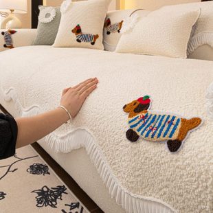 异形沙发垫四季 皮沙发专用盖布防滑 通用2025新款 坐垫奶油风一片式