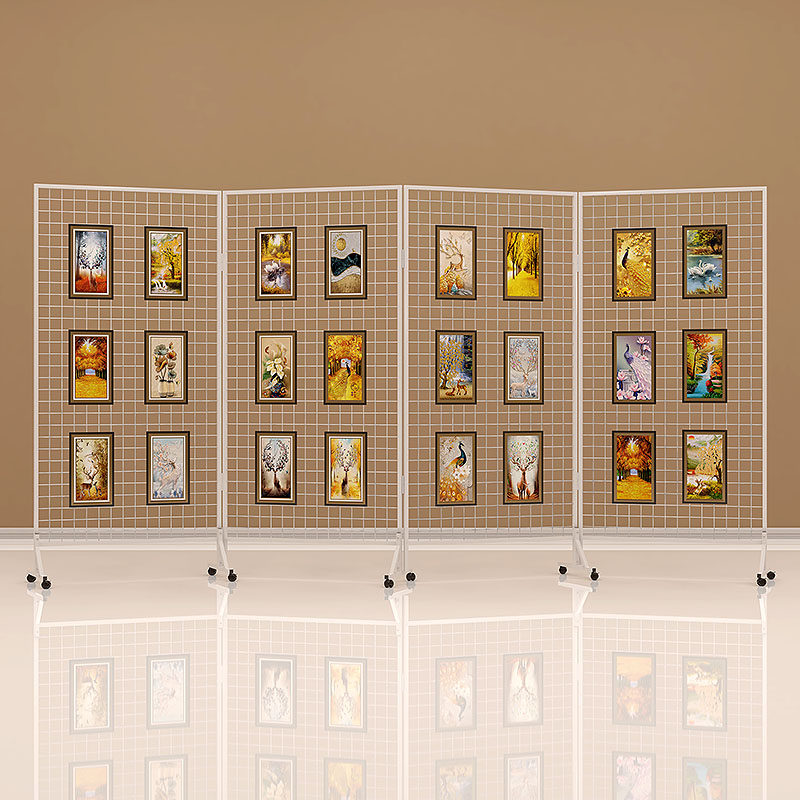 折叠网格铁网架美术书法画展画室幼儿园作品展示架展览网格架