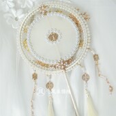 团扇新娘结婚材料包出嫁重工香槟色古风级接亲扇子