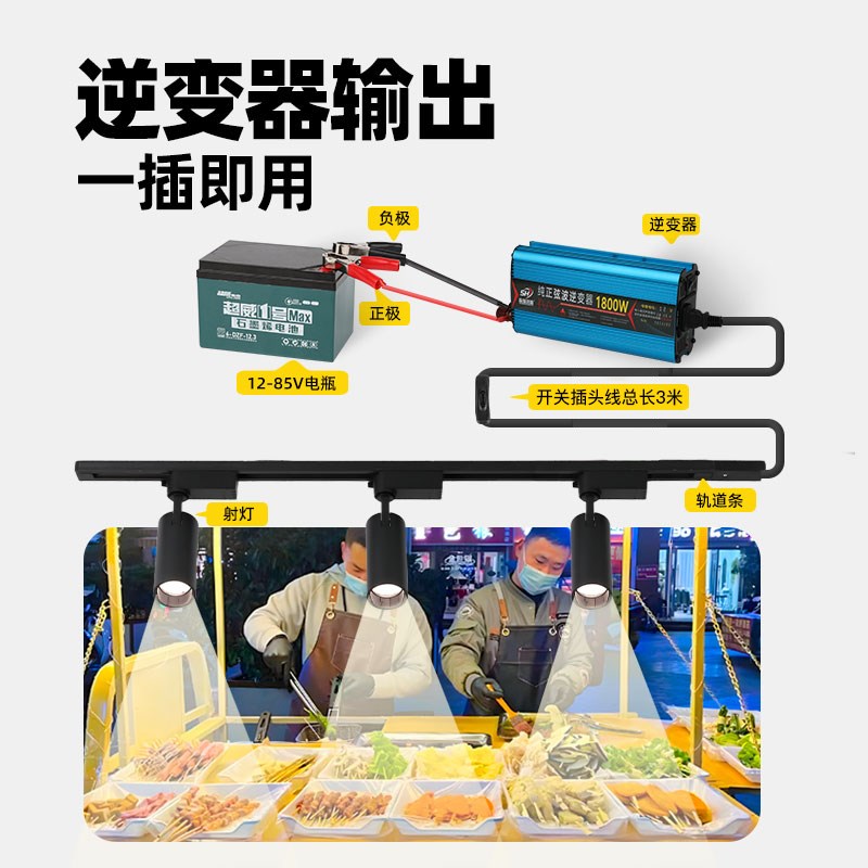 卤菜烧烤摆摊插电射灯三轮车夜市摊位小吃车餐车暖黄光轨道灯