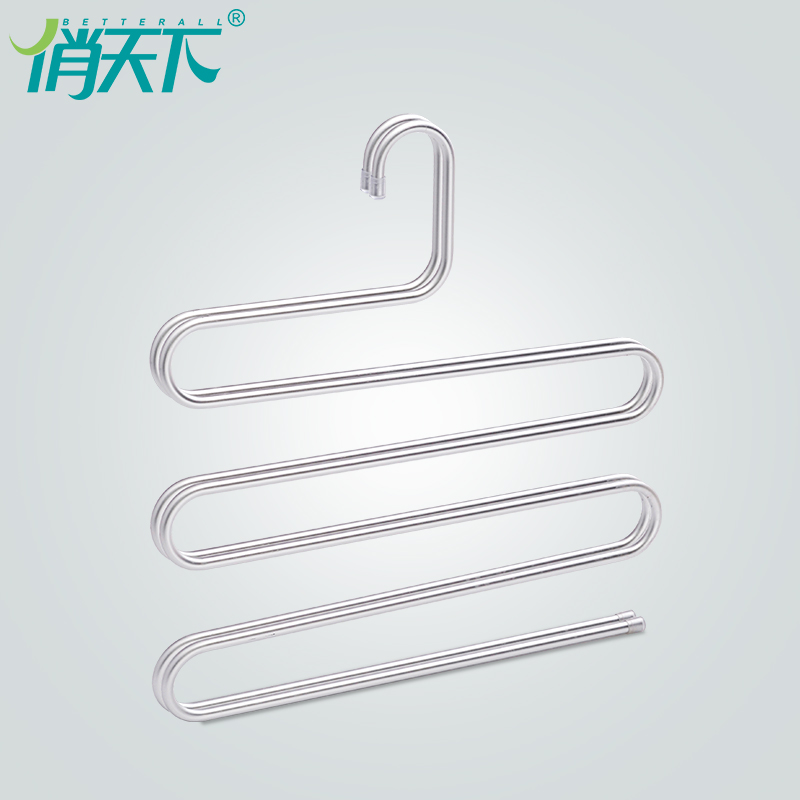 俏天下太空铝合金裤架子魔术S型裤架多层不锈钢多功能衣架裤挂