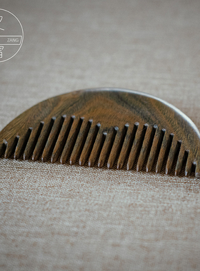 小绿檀木梳 迷你国风天然绿檀手工雕刻精致收藏礼品把玩件木料