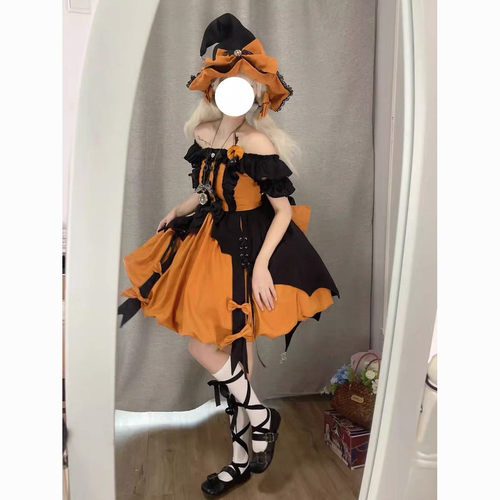 万圣节女巫南瓜黑暗小魔女连衣裙
