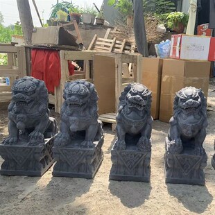 石头石雕小石狮子小号一对门口看门青石别墅庭院青石雕刻