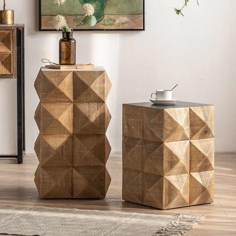 复古实木小茶几民宿做旧客厅餐厅沙发边角几个性卧室床头方桌摆件