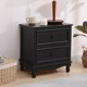 床头柜小型实木现代窄边床边柜欧式 两斗柜黑色 置物柜整装