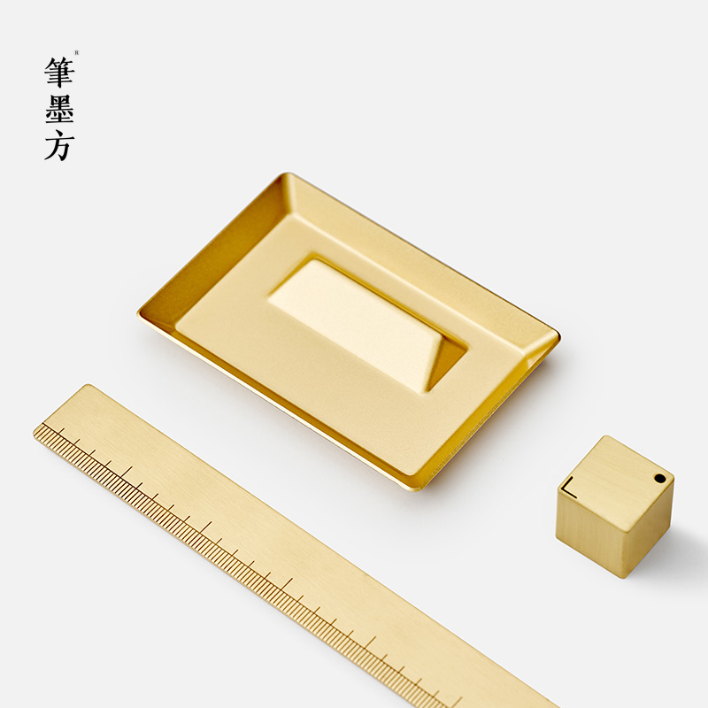笔墨方黄铜墨蝶笔洗缸砚台书画洗毛笔墨盘笔搁墨汁文房四宝工具