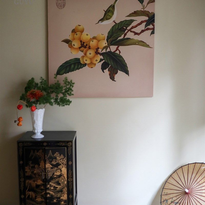 古与美学 枇杷山鸟新鸟装饰画客厅玄关背景墙艺术挂画,家居饰品,现代装饰画,淘宝优惠券,粉丝福利购,淘宝优惠卷