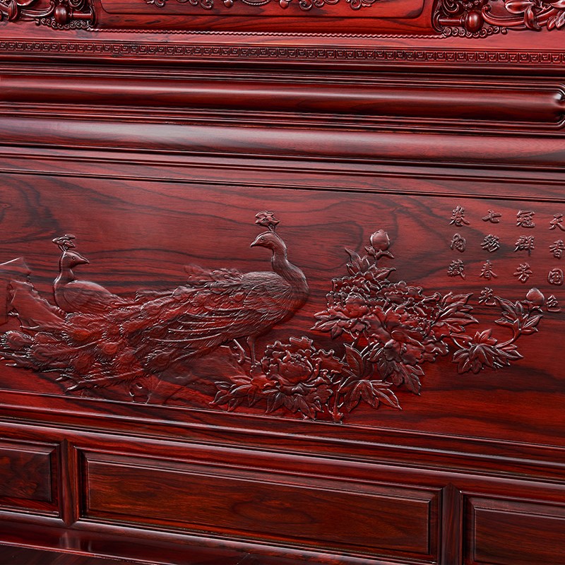 卧室红木家具全实木人床1.8米古典中式仿古印尼黑酸枝财源滚滚