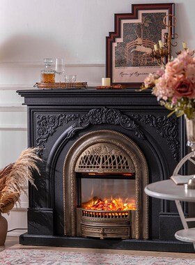 法式复古壁炉柜别墅沙发边客厅假火取暖装饰婚纱摄影拍摄道具