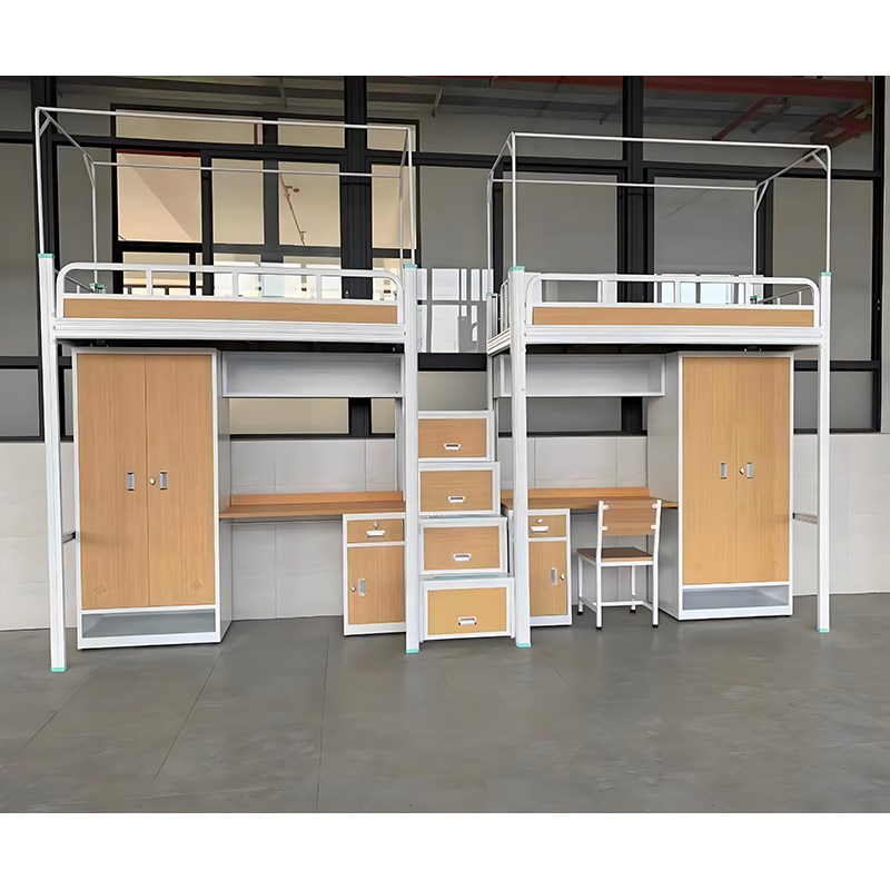 高架床省空间上床下书桌铁艺大学生宿舍床多功能公寓床带柜桌