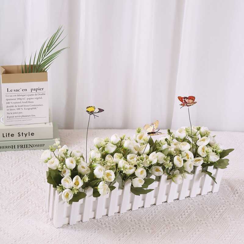 仿真花假花栅栏花桌面墙角遮挡仿真绿植盆栽摆件栅栏花装