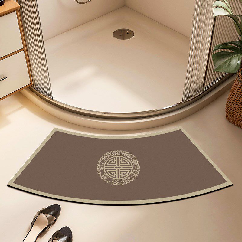 新浴室弧形地垫门口脚踩垫硅藻泥吸水厕所防滑地毯