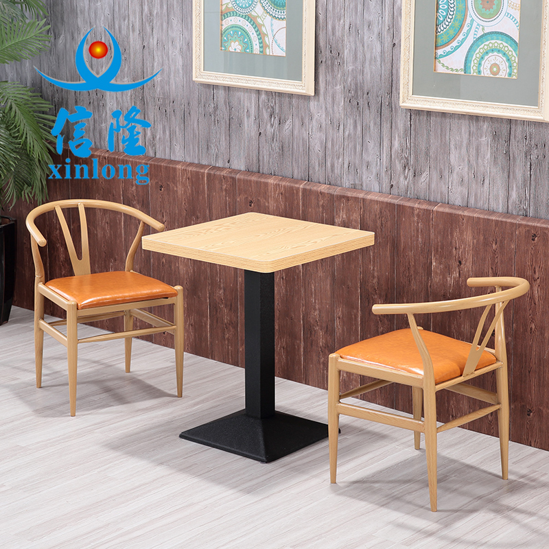 铁艺仿实木椅咖啡西餐厅奶茶甜品小吃店人卡座沙发桌椅