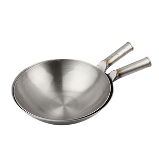 加厚传统炒锅无涂层熟铁圆底炒锅饭店厨师爆炒铁锅老式炒瓢