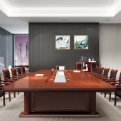 油漆实木会议桌时尚 现代办公桌胡桃木皮大型多会议条形长桌