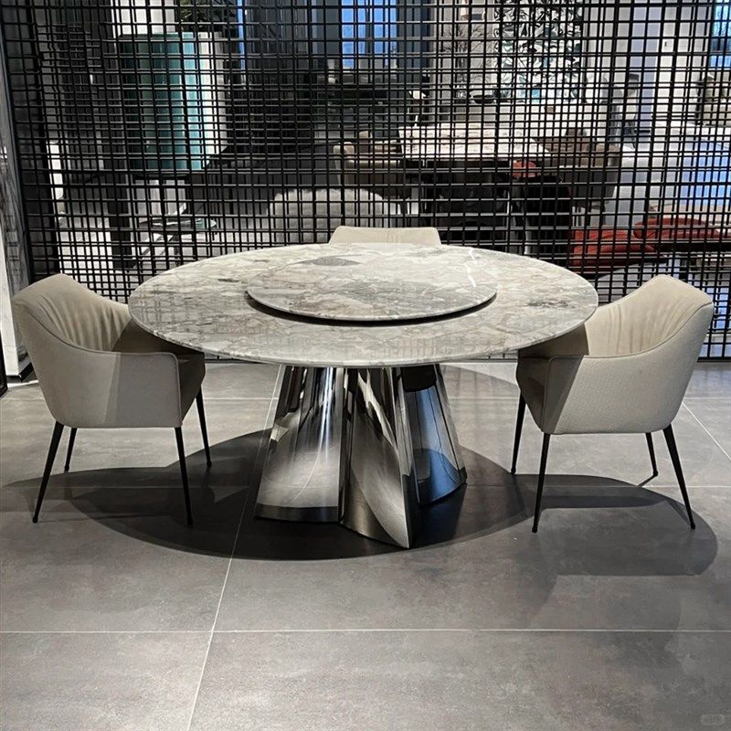 加澄奥利奥灰大理石圆餐桌椅现代奢石饭桌定制餐桌椅,住宅家具,大理石餐桌,淘宝优惠券,粉丝福利购,淘宝优惠卷