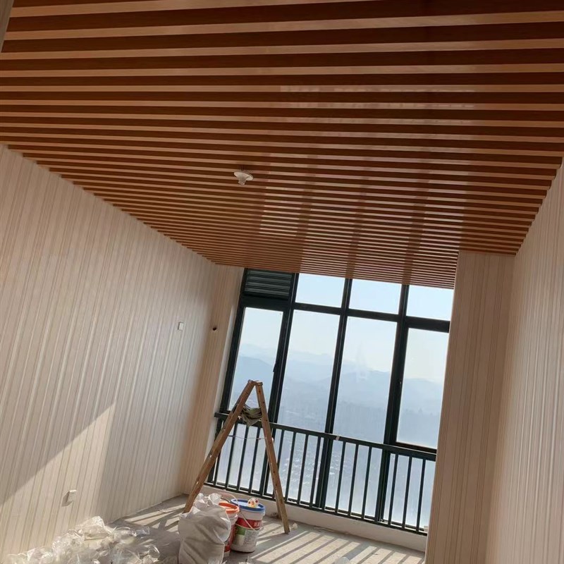 白色铝方通吊顶木纹U型定制铝方管铝格栅店面商场办公楼吊顶