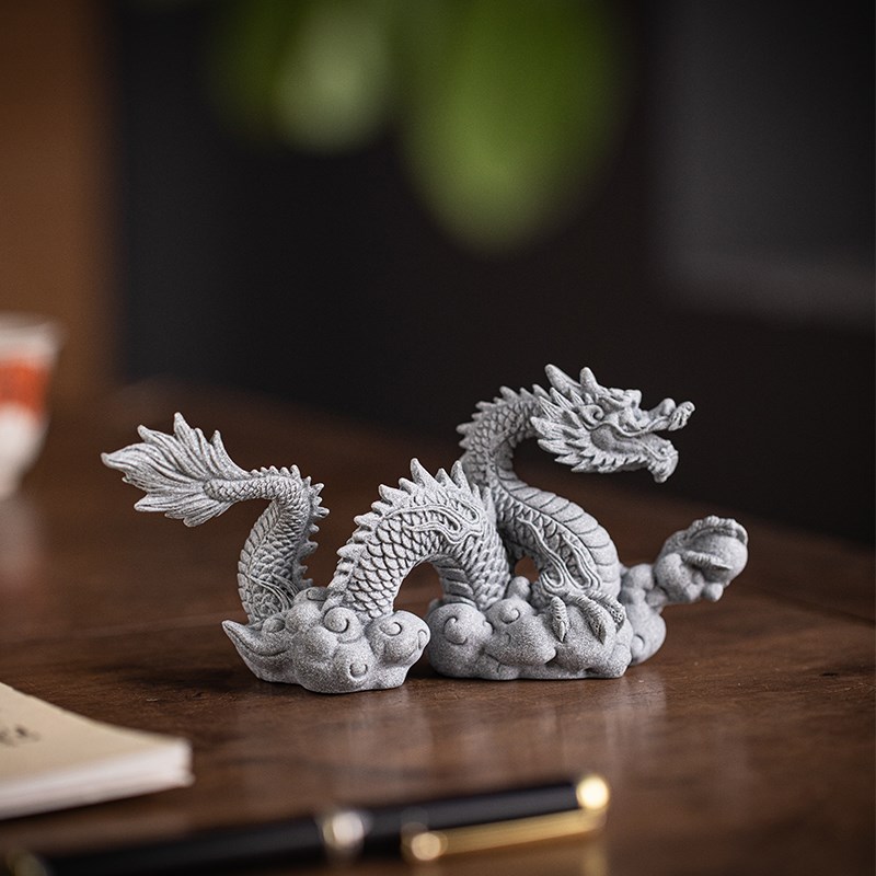 创意祥龙腾云假山盆栽微景观装饰鱼缸造景神龙分体式设计桌面摆件