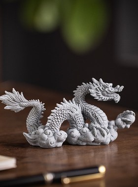 创意祥龙腾云假山盆栽微景观装饰鱼缸造景神龙分体式设计桌面摆件