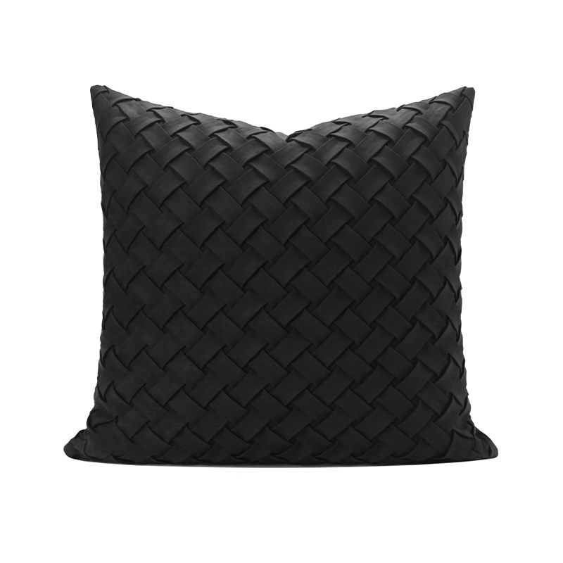 雅黑现代黑色麂皮绒编织民宿抱枕沙发靠垫样板房别墅靠包,居家布艺,靠垫/抱枕,淘宝优惠券,粉丝福利购,淘宝优惠卷