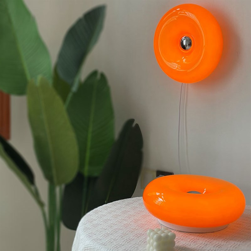 中古风触摸橘子色台灯卧室床头灯复古创意高级感甜甜圈氛围灯壁灯