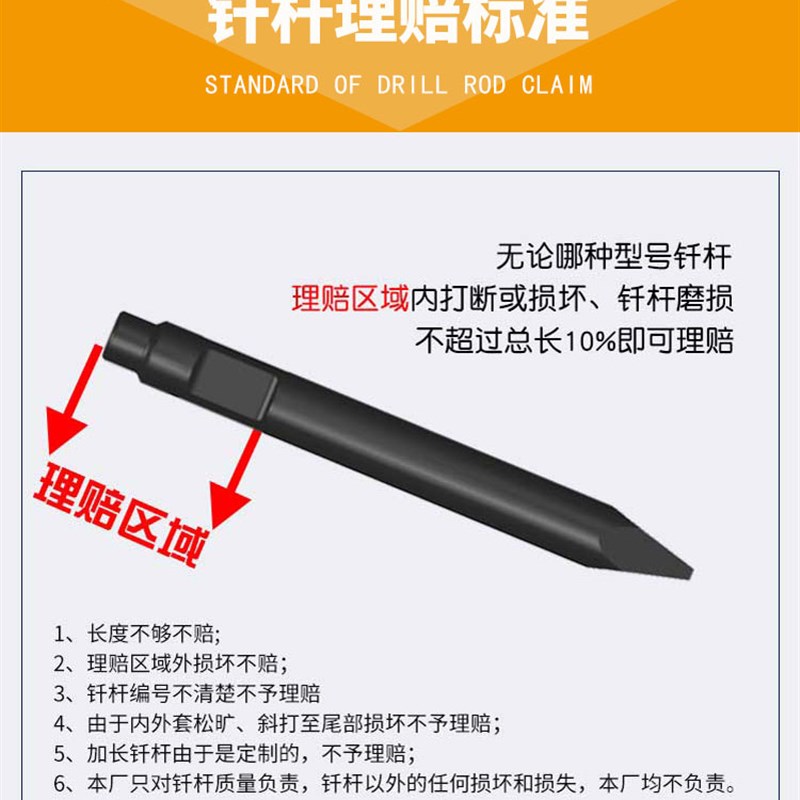 挖掘机破碎锤钎杆45/53/68/100/140/155炮头炮机耐磨炮钎钢钎炮针