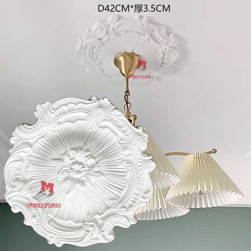 欧式PU吊顶灯盘灯池天花板造型装饰材料仿石膏线圆形雕花吊灯灯座