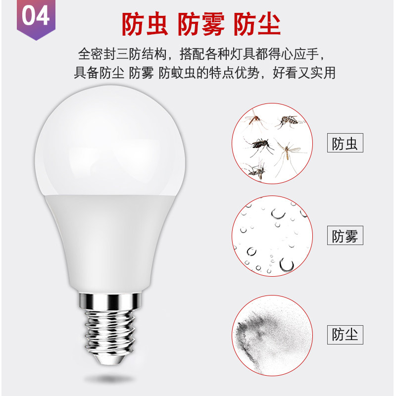 节能led灯泡家用白黄暖光3w5w7W超亮E14小螺口9W光源台灯吊灯球泡