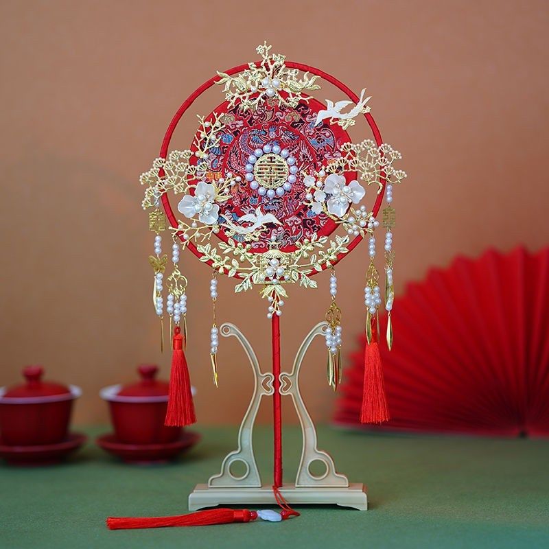 长柄明制汉服新娘团扇闺蜜晚辈结婚送礼秀禾服出嫁遮面喜扇子,家居饰品,工艺扇/团扇/喜扇/折扇,淘宝优惠券,粉丝福利购,淘宝优惠卷