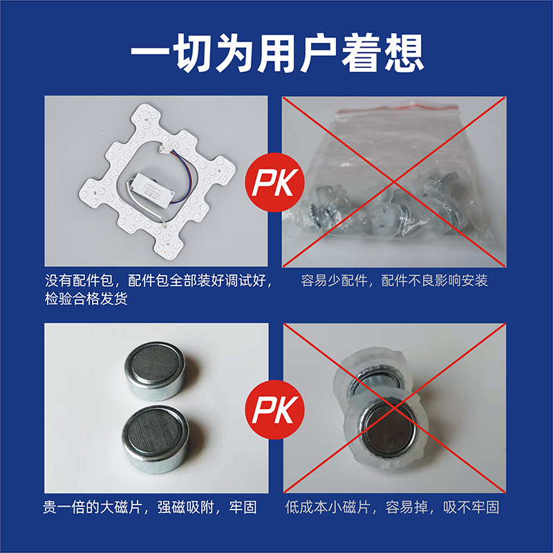 方形led灯盘替换吸顶灯灯芯磁吸超亮72w卧室家用圆形吊扇灯光源