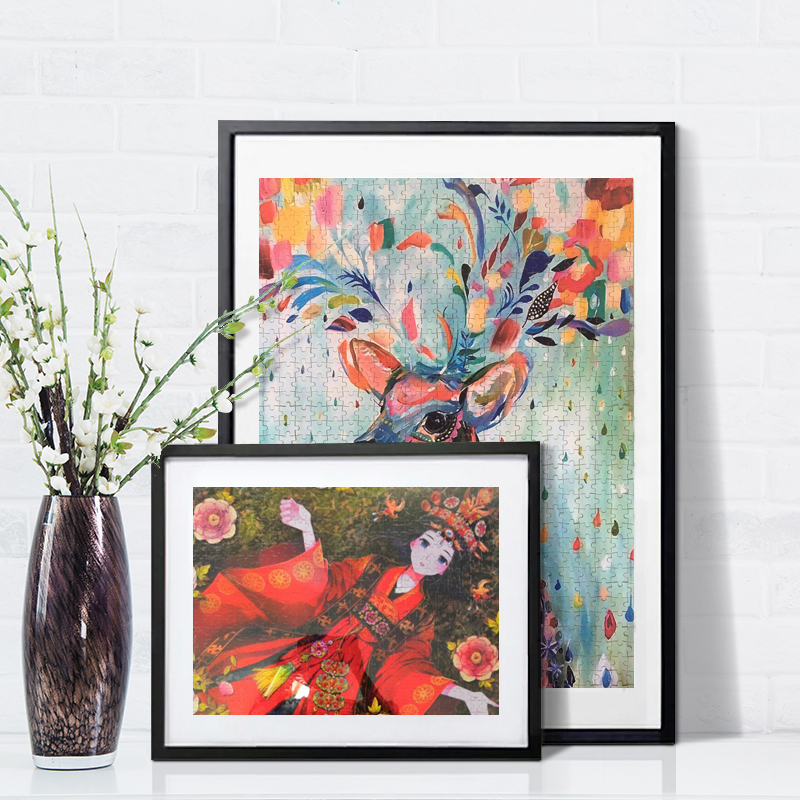 一千块拼图框1000片*75寸00张画框裱框架实木相框定制