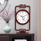 实木座钟创意摆台式 时钟木质 钟表客厅台钟新坐式