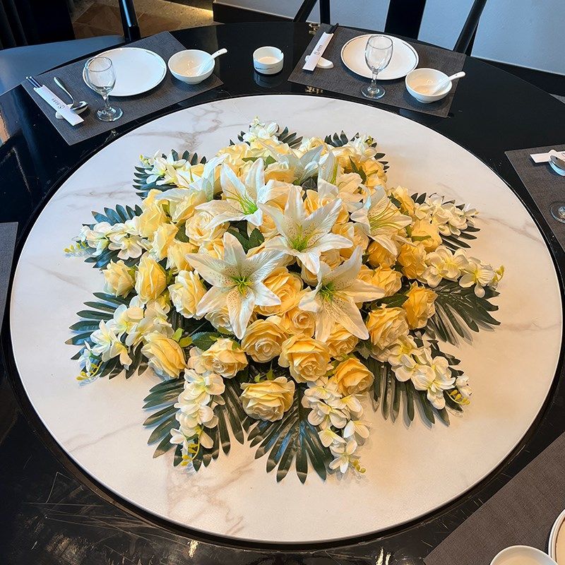 大圆桌转盘中间摆设装饰酒店餐桌摆仿真假会议桌塑料,家居饰品,餐桌花艺,淘宝优惠券,粉丝福利购,淘宝优惠卷