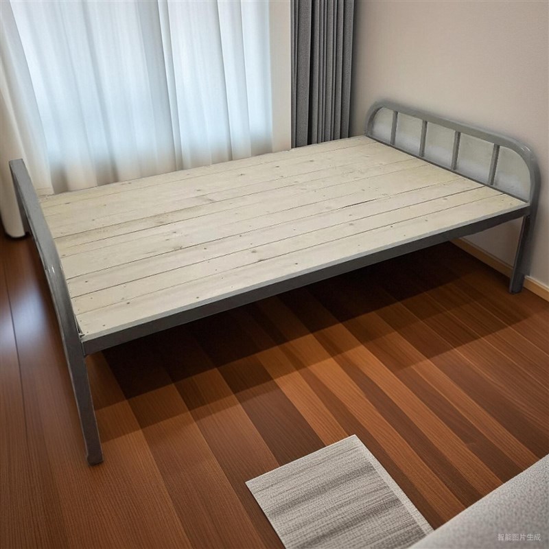 加厚铁板床单人床单层床  硬板床员工床90宽 1米 宽1.2米宽铁艺床