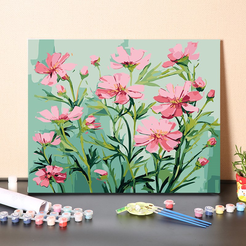 数字油画diy填充手工填色消磨时间新牡丹花涂色丙烯油彩画