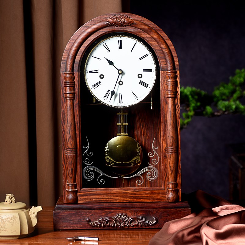 汉时钟表座钟客厅大号摆钟桌面摆台式大红酸枝赫姆勒台钟HD2