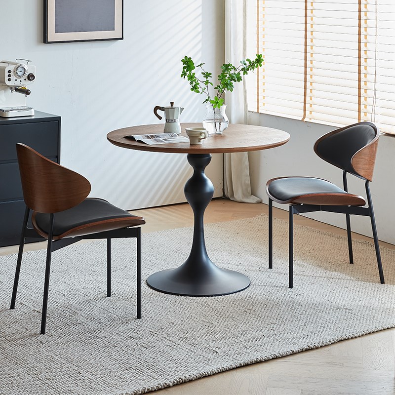 中古休闲复古接待圆桌办公室法式实木洽谈桌小圆桌阳台桌子餐桌椅