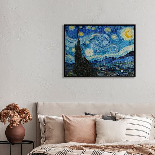 十七家饰梵星空世界名画饰画油画挂画星月夜塞纳河畔的星夜