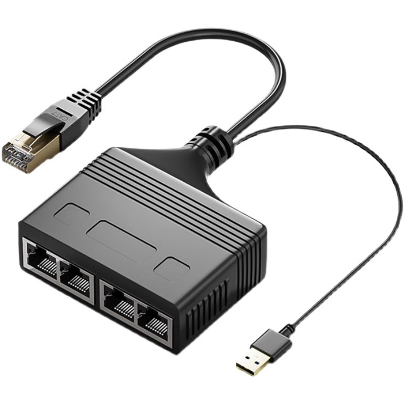 网路一分二延长线同时上连网宽带网路线监控电脑对接头一拖二RJ5